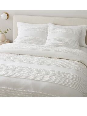 West Elm White Textured Cotton Duvet Cover